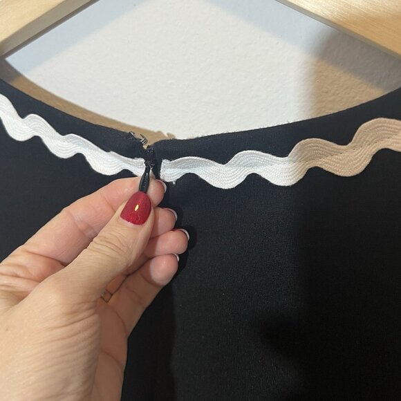 Talbots Rickrack Trim Ponte Shift Black & White Size 8 petite Preppy Career Work - Picture 9 of 10